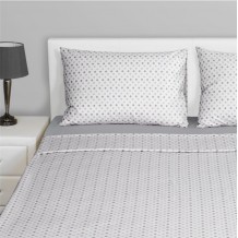 Παπλωματοθήκη υπέρδιπλη 220X240cm βαμβακερή με 2 μαξιλαροθήκες πουά γκρι c419146