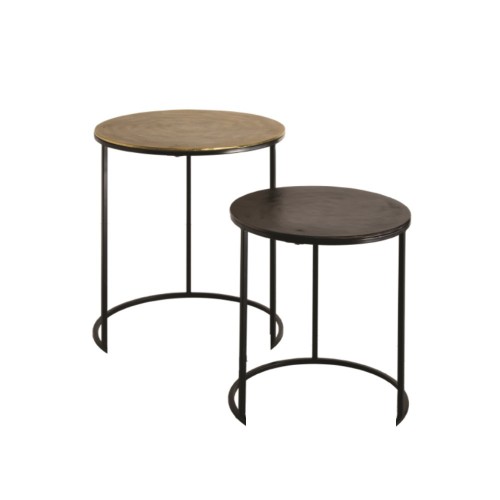 FLAT 4 SIDE TABLE SET 2ΤΕΜ ΧΡΥΣΟ ΜΑΥΡΟ ΧΡΥΣΟ D48 5 40xH56 46cm c420072