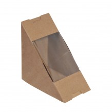 Χάρτινη θήκη Kraft με παράθυρο για sandwich τρίγωνο 17 5x12 5x5cm μιας χρήσης ROIS Bros Σετ 50 c420772