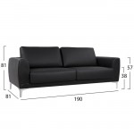 Καναπές 3θέσιος KENZIE HM3121 31 με μαύρο PU c42144