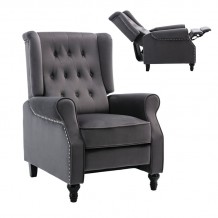 CHESTER Relax Πολυθρόνα Μπερζέρα Σαλονιού Καθιστικού Ύφασμα Velure Γκρι c422011