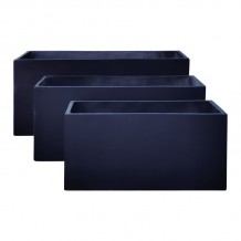 FLOWER POT 12 Set 3 τεμαχίων 80x40x40cm 100x45x45cm 122x55x55 Απόχρωση Dark Grey c422076