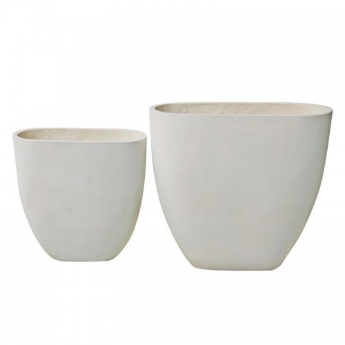 FLOWER POT 14 Set 2 τεμαχίων Απόχρωση Milk White c422078