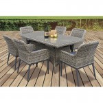 HAVANA Set Τραπεζαρία Κήπου ALU Wicker Grey Brown Ανθρακί Τραπέζι 160x90 6 Πολυθρόνες c422135