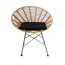 SALSA Coral Πολυθρόνα Κήπου Τραπεζαρίας Μέταλλο Μαύρο Wicker Φυσικό Μαξιλάρι Μαύρο c422245