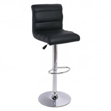 DYLAN Σκαμπό BAR με Πλάτη Χρώμιο PU Μαύρο Ρυθμιζόμενο Ύψος Περιστρεφόμενο SET 2τμχ c423382