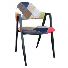 DELTA Πολυθρόνα Μέταλλο Βαφή Μαύρο Ύφασμα Patchwork SET 2τμχ c423399