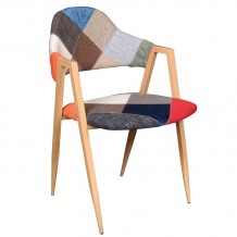 DELTA Πολυθρόνα Μέταλλο Βαφή Φυσικό Ύφασμα Patchwork SET 2τμχ c423434