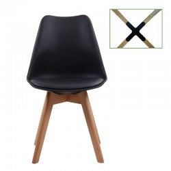 MARTIN Καρέκλα Metal Cross Ξύλο PP Μαύρο Μονταρισμένη Ταπετσαρία SET 4τμχ c423452