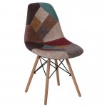 ART Wood Καρέκλα Ξύλο PP Ύφασμα Patchwork Καφέ SET 4τμχ c423461