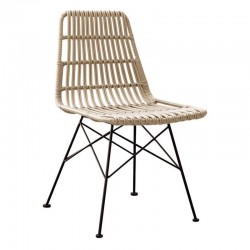SALSA Καρέκλα Κήπου Βεράντας Μέταλλο Βαφή Μαύρο Wicker Φυσικό  c423510