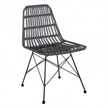 SALSA Καρέκλα Κήπου Βεράντας Μέταλλο Βαφή Μαύρο Wicker Γκρι  c423511 SALSA Καρέκλα Κήπου Βεράντας Μέταλλο Βαφή Μαύρο Wicker Γκρι  c423511