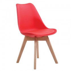 MARTIN Καρέκλα Ξύλο PP Κόκκινο Μονταρισμένη Ταπετσαρία SET 4τμχ c423514