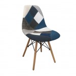ART Wood Καρέκλα Ξύλο PP Ύφασμα Patchwork Blue SET 4τμχ c423529