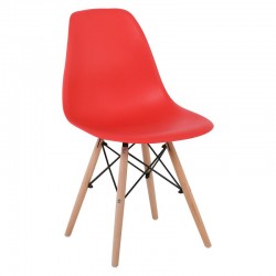 ART Wood Καρέκλα Τραπεζαρίας Κουζίνας Ξύλο PP Κόκκινο SET 4τμχ c423563