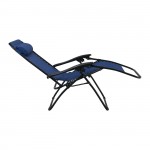SUPER RELAX Πολυθρόνα με Υποπόδιο Μέταλλο Βαφή Ανθρακί Textilene Μπλε SET 2τμχ c423567