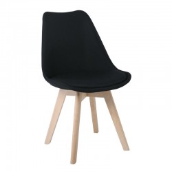 MARTIN Καρέκλα Οξιά Φυσικό Ύφασμα Μαύρο Αμοντάριστη Ταπετσαρία SET 4τμχ c423569