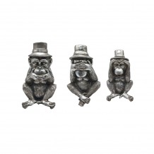 MONKIES 1 DECO ΜΑΪΜΟΥ SET 3ΤΜΧ POLYRESIN ΑΣΗΜΙ 13 13 5 13 5x12 13 5 13xH22 21 22cm c423693