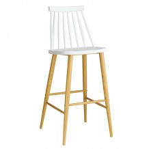 LAVIDA Σκαμπό BAR με Πλάτη Μέταλλο Βαφή Φυσικό PP Άσπρο SET 2τμχ c423984