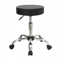 GLORY Σκαμπό Βάση Χρώμιο PU Μαύρο Ρυθμιζόμενο Ύψος Περιστρεφόμενο Τροχήλατο SET 2τμχ c423989