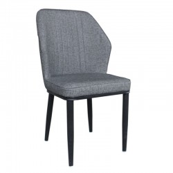 DELUX Καρέκλα Μέταλλο Βαφή Μαύρο Linen PU Ανθρακί SET 6τμχ c424011