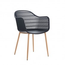 BERRY Πολυθρόνα Μέταλλο Βαφή Φυσικό PP Μαύρο SET 4τμχ c424012