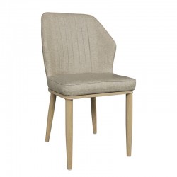 DELUX Καρέκλα Μέταλλο Βαφή Φυσικό Linen PU Μπέζ SET 6τμχ c424018