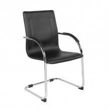 OMIKRON Πολυθρόνα Γραφείου Επισκέπτη Μέταλλο Χρώμιο PVC Μαύρο SET 4τμχ c424126