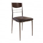 DINO Καρέκλα Tραπεζαρίας Κουζίνας Μέταλλο Χρώμιο Σκούρο Καρυδί PVC Καφέ SET 6τμχ c424132