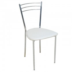 VALETTA Καρέκλα Tραπεζαρίας Κουζίνας Μέταλλο Χρώμιο PVC Εκρού SET 6τμχ c424136