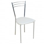 VALETTA Καρέκλα Tραπεζαρίας Κουζίνας Μέταλλο Χρώμιο PVC Εκρού SET 6τμχ c424136