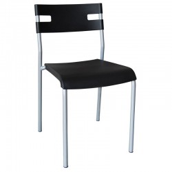 SWIFT Καρέκλα Στοιβαζόμενη Mέταλλο Βαφή Silver PP Μαύρο SET 8τμχ c424155
