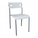 SWIFT Καρέκλα Στοιβαζόμενη Μέταλλο Βαφή Silver PP Άσπρο SET 8τμχ c424156