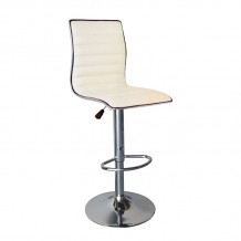 ALFI Σκαμπό BAR με Πλάτη Βάση Χρώμιο PU Άσπρο Ρύθμιση Ύψους Περιστρεφόμενο SET 2τμχ c424172