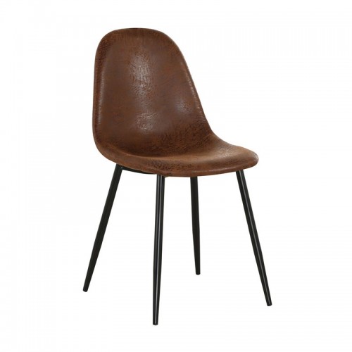 CELINA Καρέκλα Μέταλλο Βαφή Μαύρο Ύφασμα Suede Καφέ Antique SET 4τμχ c424204