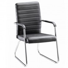 COLLET Πολυθρόνα Γραφείου Επισκέπτη Μέταλλο Χρώμιο Pu Μαύρο SET 4τμχ c424209