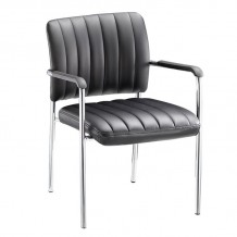 DENIM Πολυθρόνα Γραφείου Επισκέπτη Χρώμιο Pu Μαύρο SET 5τμχ c424210