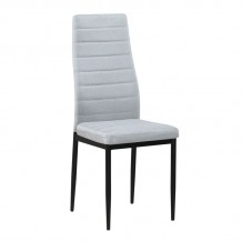 JETTA Kαρέκλα Τραπεζαρίας Κουζίνας Μέταλλο Βαφή Μαύρο Ύφασμα Ανοιχτό Γκρι SET 6τμχ c424219