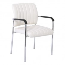 DENIM Πολυθρόνα Γραφείου Επισκέπτη Χρώμιο Pu Εκρού SET 5τμχ c424226