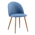 BELLA Καρέκλα Tραπεζαρίας Μέταλλο Βαφή Φυσικό Ύφασμα Απόχρωση Light Blue SET 4τμχ c424236