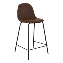 CELINA Σκαμπό BAR με Πλάτη Μέταλλο Βαφή Μαύρο Ύφασμα Suede Απόχρωση Καφέ SET 4τμχ c424242