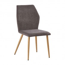 LETO Καρέκλα Τραπεζαρίας Κουζίνας Μέταλλο Βαφή Φυσικό Ύφασμα Grey Brown SET 4τμχ c424247