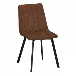 BETTY Καρέκλα Μέταλλο Βαφή Μαύρο Ύφασμα Suede Καφέ SET 4τμχ c424258