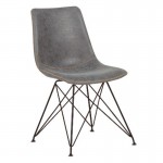 PANTON Καρέκλα Μέταλλο Βαφή Μαύρη PU Vintage Grey SET 4τμχ c424276