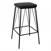 PANTON Σκαμπό BAR Μέταλλο Βαφή Μαύρο PU Απόχρωση Vintage Black SET 2τμχ c424293