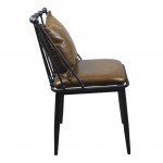 DANTE Καρέκλα Μέταλλο Βαφή Μαύρο PU Vintage Brown  c424298