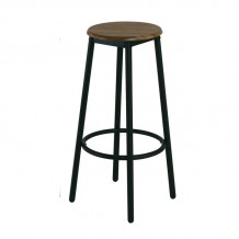 MAYER Σκαμπό BAR Μέταλλο Βαφή Ανθρακί Κάθισμα Απόχρωση Antique Brown SET 4τμχ c424307