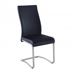 BENSON Καρέκλα Μέταλλο Χρώμιο PVC Μαύρο SET 4τμχ c424329