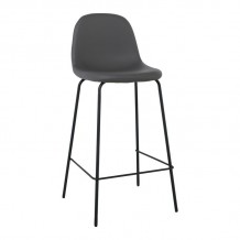 CELINA Σκαμπό BAR με Πλάτη Κάθισμα H 67cm Μέταλλο Βαφή Μαύρο Pvc Γκρι SET 4τμχ c424339