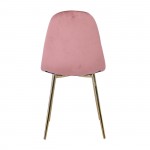 CELINA Καρέκλα Χρώμιο Χρυσό Velure Antique Pink SET 4τμχ c424341